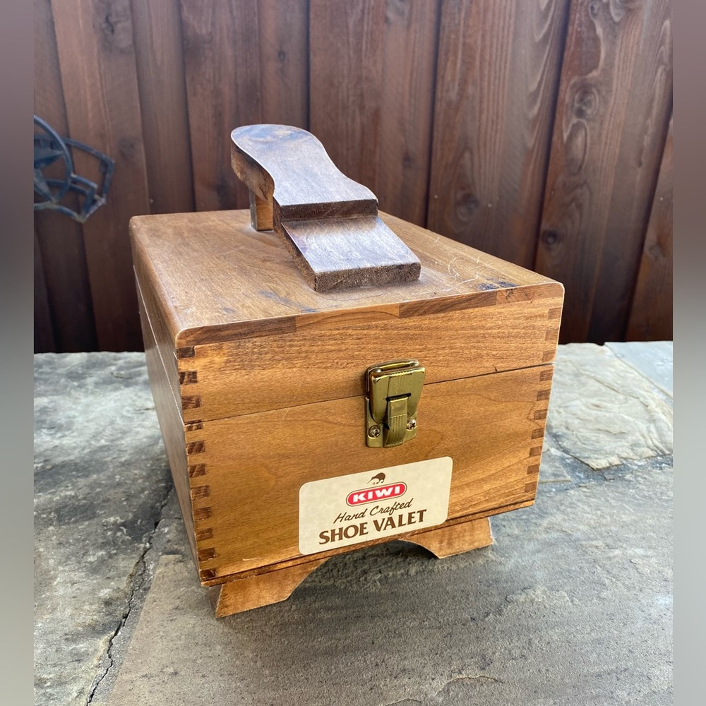 Vintage KIWI Shoe Shine Wooden Box Handcrafted